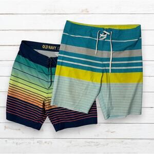 Mens Old Navy Swim Trunks Board Shorts Lot of 2‎ Size 34